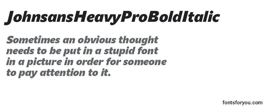 Review of the JohnsansHeavyProBoldItalic Font