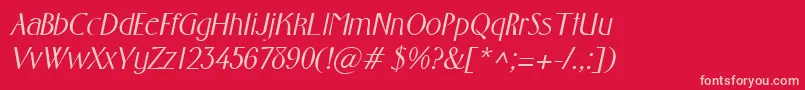 FosterItalic-Schriftart – Rosa Schriften auf rotem Hintergrund