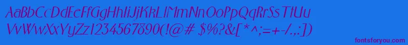 FosterItalic Font – Purple Fonts on Blue Background
