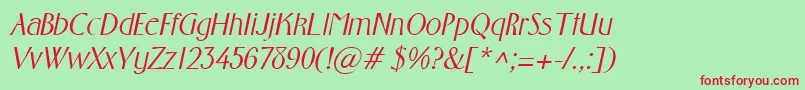 FosterItalic Font – Red Fonts on Green Background