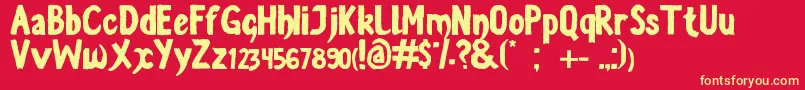 LevantateYAndate-Schriftart – Gelbe Schriften auf rotem Hintergrund