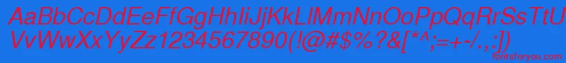 InuktitutsskItalic-Schriftart – Rote Schriften auf blauem Hintergrund