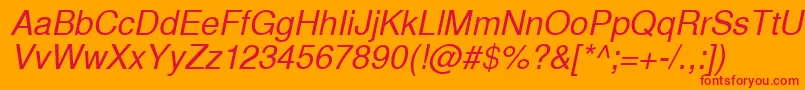 InuktitutsskItalic Font – Red Fonts on Orange Background