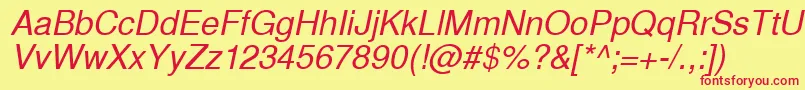 InuktitutsskItalic Font – Red Fonts on Yellow Background