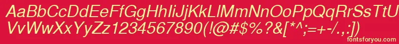 Fonte InuktitutsskItalic – fontes amarelas em um fundo vermelho