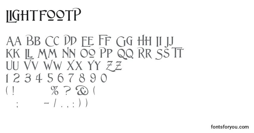 A fonte LightfootP – alfabeto, números, caracteres especiais
