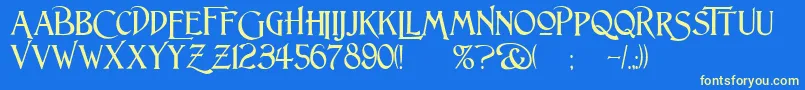 LightfootP-Schriftart – Gelbe Schriften auf blauem Hintergrund