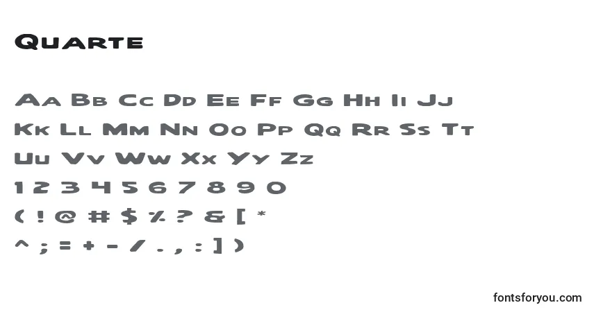 A fonte Quarte – alfabeto, números, caracteres especiais
