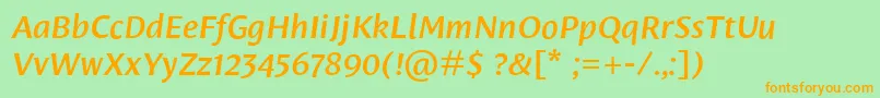 LeksasansproDemiboldItalic Font – Orange Fonts on Green Background