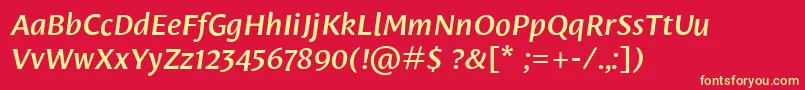 LeksasansproDemiboldItalic Font – Yellow Fonts on Red Background