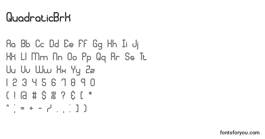 Czcionka QuadraticBrk – alfabet, cyfry, specjalne znaki