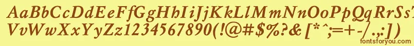 MyslBoldItalic Font – Brown Fonts on Yellow Background