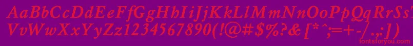 MyslBoldItalic Font – Red Fonts on Purple Background