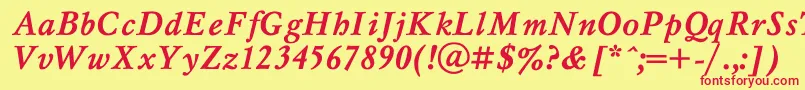 MyslBoldItalic Font – Red Fonts on Yellow Background