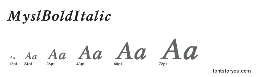 MyslBoldItalic Font Sizes