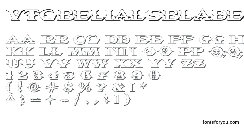 A fonte Vtcbelialsblade3D – alfabeto, números, caracteres especiais
