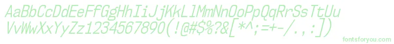 Nk57MonospaceCdBkIt Font – Green Fonts on White Background