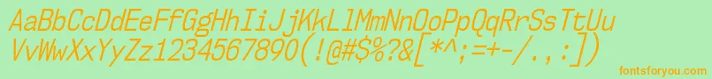 Nk57MonospaceCdBkIt Font – Orange Fonts on Green Background