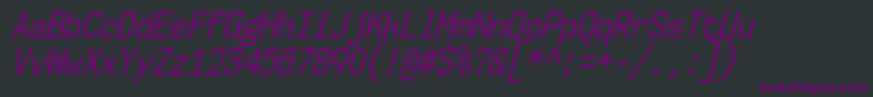 Weitere Informationen zur Nk57MonospaceCdBkIt-Schriftart Nk57MonospaceCdBkIt-Schriftart – Violette Schriften auf schwarzem Hintergrund