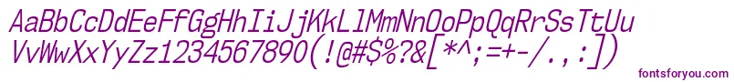 Nk57MonospaceCdBkIt Font – Purple Fonts on White Background