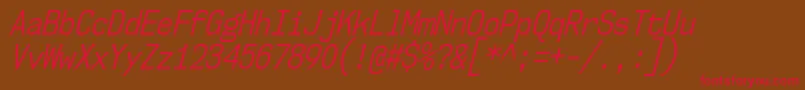 Nk57MonospaceCdBkIt Font – Red Fonts on Brown Background