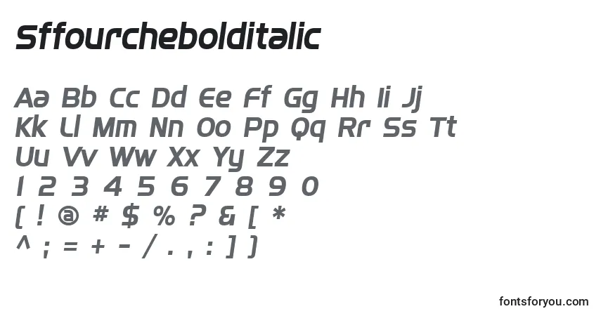Шрифт Sffourchebolditalic – алфавит, цифры, специальные символы