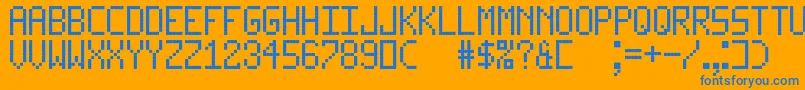 LedLcd123-Schriftart – Blaue Schriften auf orangefarbenem Hintergrund