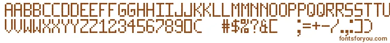 LedLcd123-fontti – ruskeat fontit valkoisella taustalla
