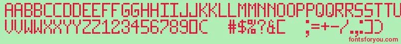 LedLcd123 Font – Red Fonts on Green Background