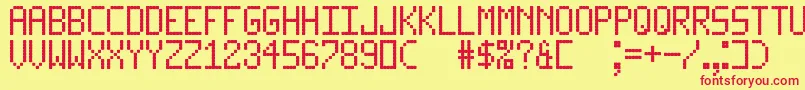 LedLcd123 Font – Red Fonts on Yellow Background