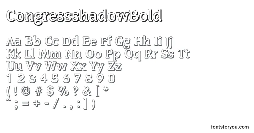 Шрифт CongressshadowBold – алфавит, цифры, специальные символы