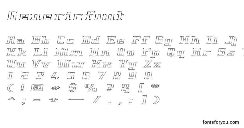 Czcionka Genericfont – alfabet, cyfry, specjalne znaki
