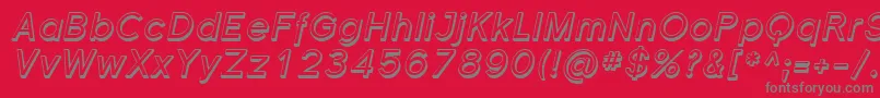 FlorencesansShadedItalic-Schriftart – Graue Schriften auf rotem Hintergrund
