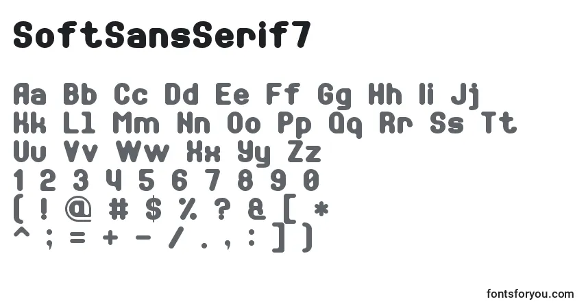 A fonte SoftSansSerif7 – alfabeto, números, caracteres especiais