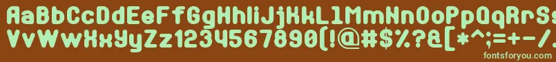 フォントSoftSansSerif7 – 緑色の文字が茶色の背景にあります。