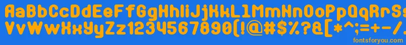 フォントSoftSansSerif7 – オレンジ色の文字が青い背景にあります。