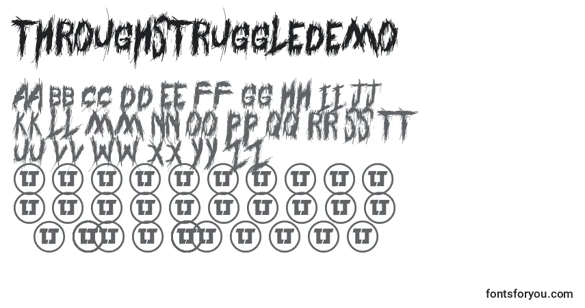 Шрифт ThroughStruggledemo – алфавит, цифры, специальные символы