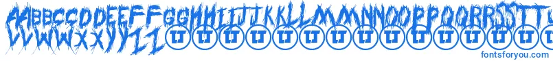 Шрифт ThroughStruggledemo – синие шрифты на белом фоне