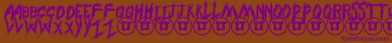Шрифт ThroughStruggledemo – фиолетовые шрифты на коричневом фоне