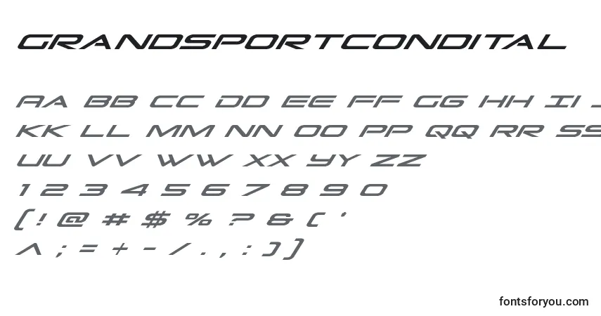 Шрифт Grandsportcondital – алфавит, цифры, специальные символы
