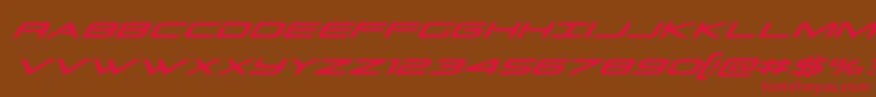 フォントGrandsportcondital – 赤い文字が茶色の背景にあります。