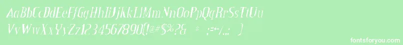CreditvalleygauntItalic-Schriftart – Weiße Schriften auf grünem Hintergrund