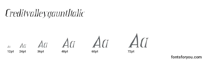 CreditvalleygauntItalic Font Sizes