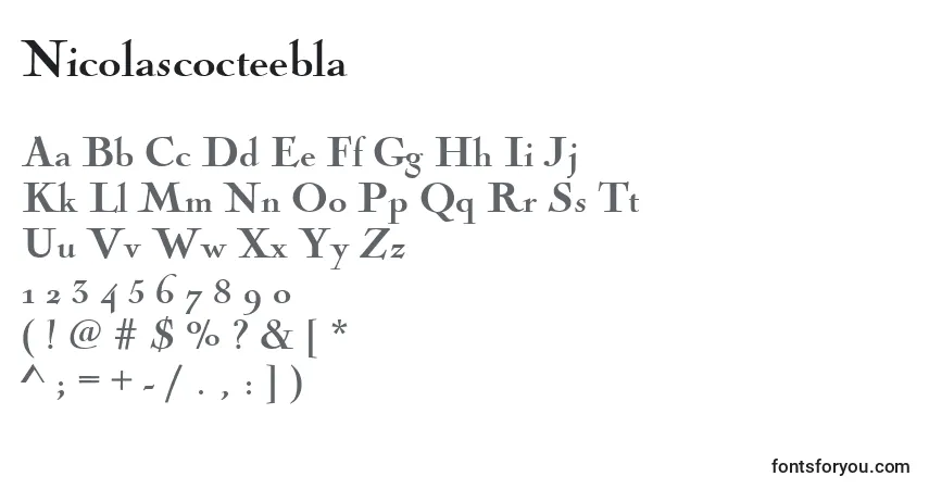 A fonte Nicolascocteebla – alfabeto, números, caracteres especiais