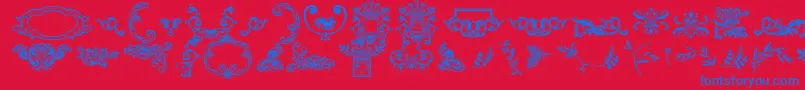 Fonte Dingleberries – fontes azuis em um fundo vermelho