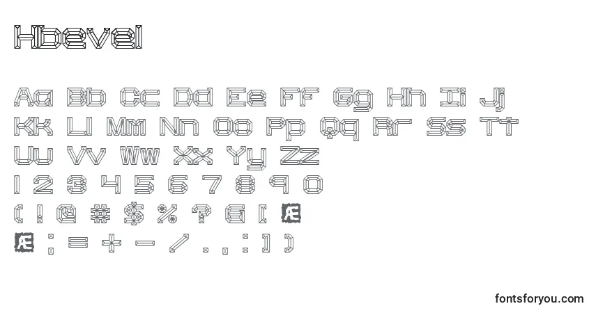Czcionka Hbevel – alfabet, cyfry, specjalne znaki