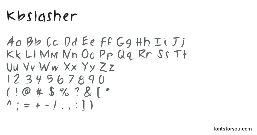 Schriftart Kbslasher – Alphabet, Zahlen, spezielle Symbole