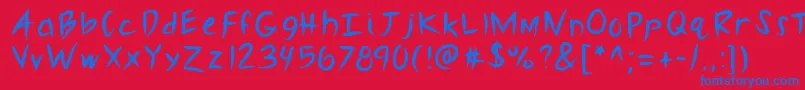 Kbslasher-Schriftart – Blaue Schriften auf rotem Hintergrund