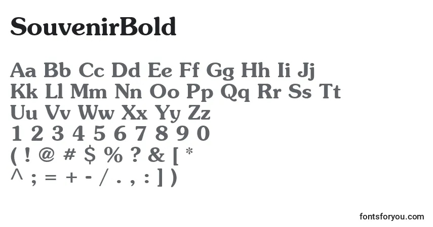 Шрифт SouvenirBold – алфавит, цифры, специальные символы