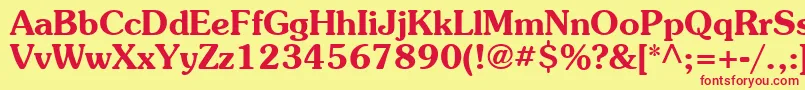 SouvenirBold-Schriftart – Rote Schriften auf gelbem Hintergrund